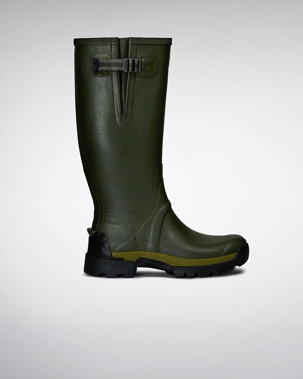 Mens Tall Rain Boots - Hunter Balmoral Bamboo Carbon (04DHZARGI) - Dark Olive